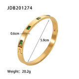 Green CZ Stone Pave Bangles Stainless Steel Minimalist Jewelry