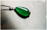 Green Jade Pendant Necklace Women Choker Silver Gemstones Emerald Agate Jewelry