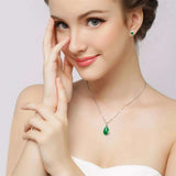 Green Jade Pendant Necklace Women Choker Silver Gemstones Emerald Agate Jewelry