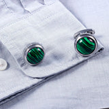 Green Malachite Gemstone Stainless Steel Cufflinks