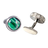 Green Malachite Gemstone Stainless Steel Cufflinks