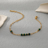 Malachite Beads Bracelet for Women Stainless Steel Ethnic Jewelry