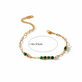 Malachite Beads Bracelet for Women Stainless Steel Ethnic Jewelry