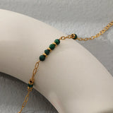 Malachite Beads Bracelet for Women Stainless Steel Ethnic Jewelry