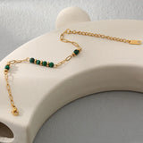 Malachite Beads Bracelet for Women Stainless Steel Ethnic Jewelry