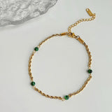Malachite Stone Rope Chain Anklet for Women