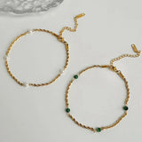 Malachite Stone Rope Chain Anklet for Women