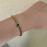 Heart Stone Beaded Bracelet Stainless Steel for Women