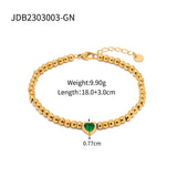 Heart Stone Beaded Bracelet Stainless Steel for Women