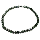 Green Potato Shape Freshwater Pearl Necklace 8x9mm