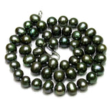 Green Potato Shape Freshwater Pearl Necklace 8x9mm