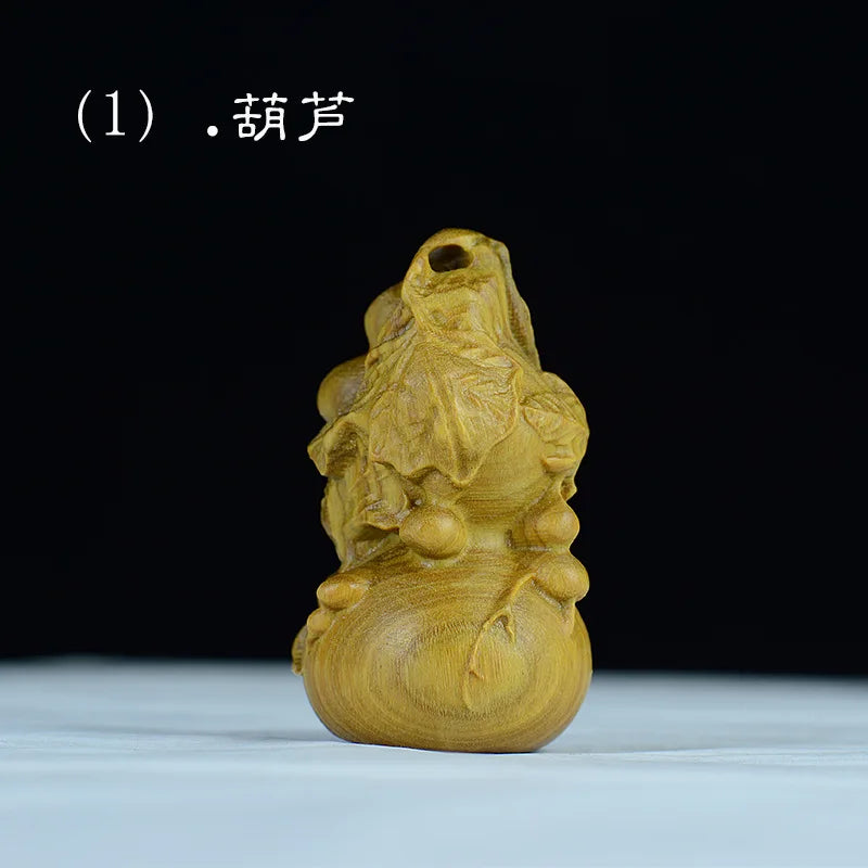 Green Sandalwood Hand-Carved Animal Pendant Necklace