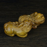 Green Sandalwood Hand-Carved Animal Pendant Necklace