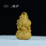 Green Sandalwood Hand-Carved Animal Pendant Necklace