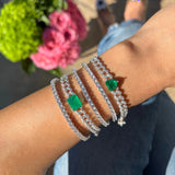Green Stone Micro Pave Cuban Link Bracelet Women Jewelry