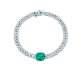 Green Stone Micro Pave Cuban Link Bracelet Women Jewelry