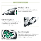 Green Zircon Clover Round Beads for Bangle Bracelet Charm 925 Sterling Silver