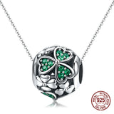 Green Zircon Clover Round Beads for Bangle Bracelet Charm 925 Sterling Silver