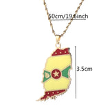 Grenada Island Map Flag Pendant Water Wave Necklace