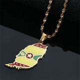 Grenada Island Map Flag Pendant Water Wave Necklace