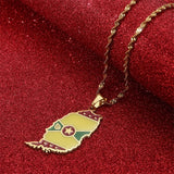 Grenada Island Map Flag Pendant Water Wave Necklace