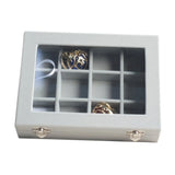 Grey Velvet Glass Jewelry Ring Display Tray Holder Earrings Storage
