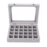 Velvet Glass Jewelry Box Organizer Rings Earrings Tray Display Storage Case