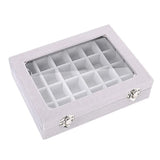 Velvet Glass Jewelry Box Organizer Rings Earrings Tray Display Storage Case