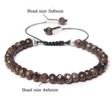 Grey Agates Faceted Beads Bracelets Adjustable Rope Braided Bracelet