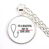 Grey Anatomy Necklace You Are My Person Art Photo Cartoon Doctor Nurse Glass Nec