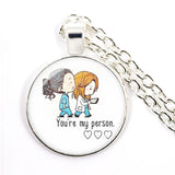 Grey Anatomy Necklace You Are My Person Art Photo Cartoon Doctor Nurse Glass Nec