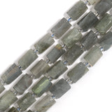 Grey Labradorite Faceted Cylinder Stone Beads for Jewelry Making