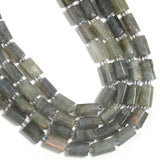 Grey Labradorite Faceted Cylinder Stone Beads for Jewelry Making