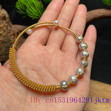 Grey Pearl Bracelets Charm Beaded Jewelry 925 Silver Bangles