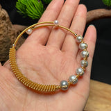 Grey Pearl Bracelets Charm Beaded Jewelry 925 Silver Bangles