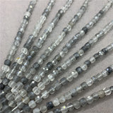 Grey Quartz Crystal 6mm Faceted Spacer Cube Beads for Bracelet
