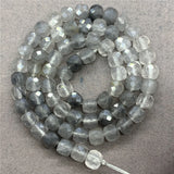 Grey Quartz Crystal 6mm Faceted Spacer Cube Beads for Bracelet