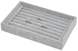 Grey Velvet 7 Slots Ring Insert Cufflinks Earrings Trays Jewelry Storage
