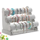 Grey Velvet 3 Tier Bracelet Watch Stand Holder
