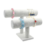 Grey Velvet Bracelet Display 2layers Chain Watch T-Bar Storage Rack