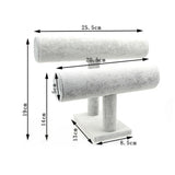 Grey Velvet Bracelet Display 2layers Chain Watch T-Bar Storage Rack