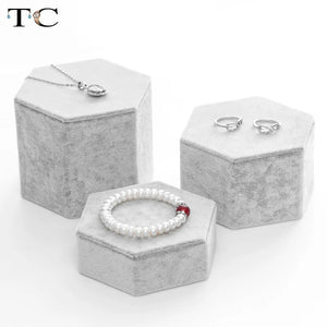 Grey Velvet Jewelry Display Stand Necklace Ring Earring Bracelet