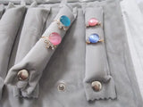 Grey Velvet Jewelry Portable Carrying Bag Rings Travel Roller Cases