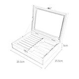 Grey Velvet Jewelry Storage Box with Glass Cover