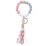 Grid Pattern Beaded Keychain for Key Wristlet Bracelet Tassel Pendant Keyring