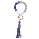 Grid Pattern Beaded Keychain for Key Wristlet Bracelet Tassel Pendant Keyring