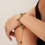 Green Natural Stone Tassel Pendant Bracelets Vintage For Women