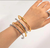 Irregular Titanium Steel 18K Plated Bangles For Ladys