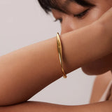 Irregular Titanium Steel 18K Plated Bangles For Ladys
