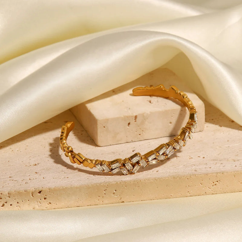 Stainless Steel Zircon Bracelet - Vintage Bangles - Fine Jewelry